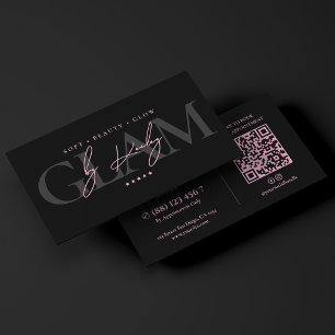 Aesthetic Bridal Makeup Artist Pink Black MUA Business Card