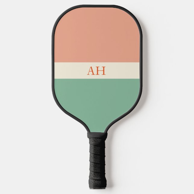 Aesthetic Bright Colourful Chequered Retro Monogra Pickleball Paddle (Front)