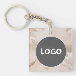 Aesthetic Brown Business Promotional Square Key Ring