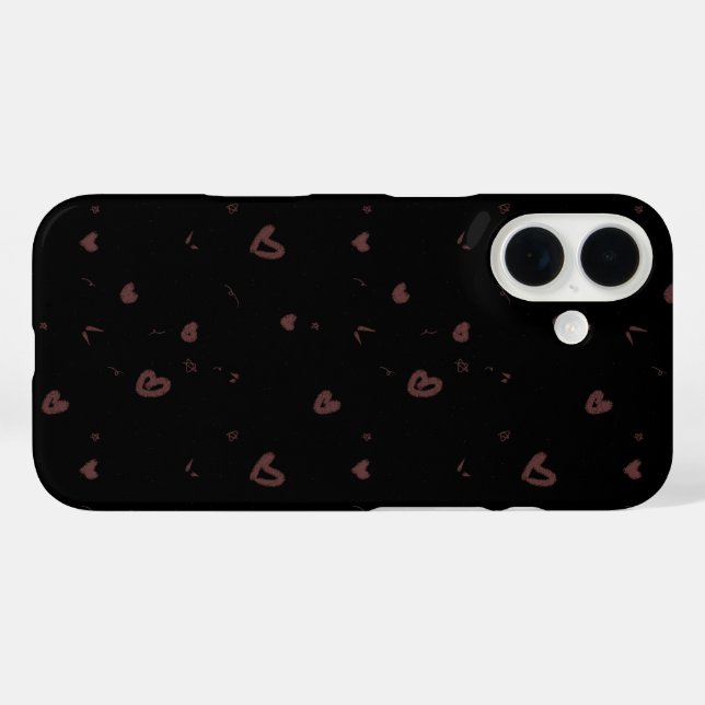 Aesthetic Brown Hearts Pattern Phone Case (Back (Horizontal))