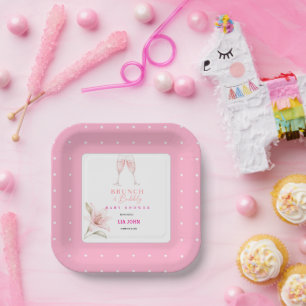 Aesthetic Brunch & Bubbly Baby Shower Invitation Paper Plate
