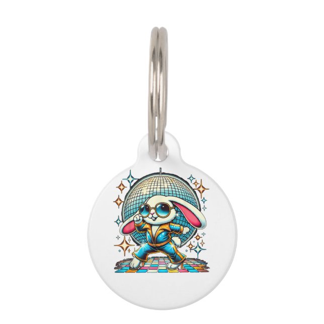 Aesthetic Bunny Disco Pet Tag (Front)
