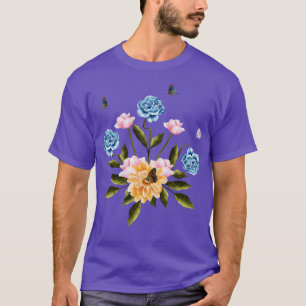 Aesthetic Butterflies on Flowers illustration T-Shirt