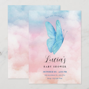 Aesthetic butterfly dreamy watercolor baby shower invitation