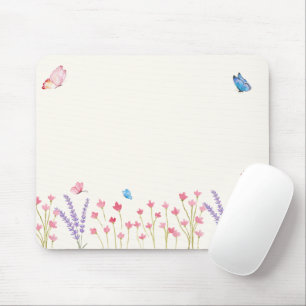Aesthetic Butterfly Wildflowers Mouse Mat
