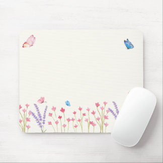 Aesthetic Butterfly Wildflowers Mouse Mat