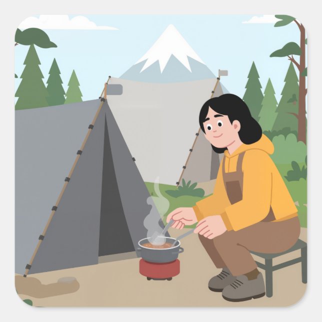 Aesthetic Camping | outdoor adventure | camping Square Sticker (Front)