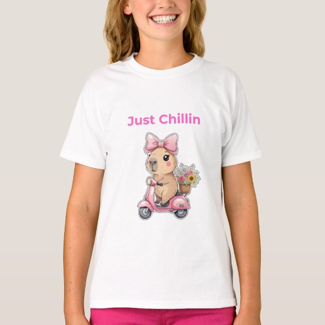 Aesthetic Capybara Just Chillin' Cute T-Shirt (Front)