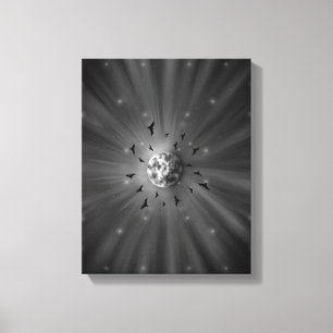 Aesthetic Celestial Moon and Birds Mystical Monoch Canvas Print