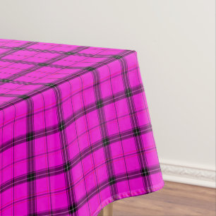 Aesthetic Check & Black Lines Pink Tartan Plaid Tablecloth