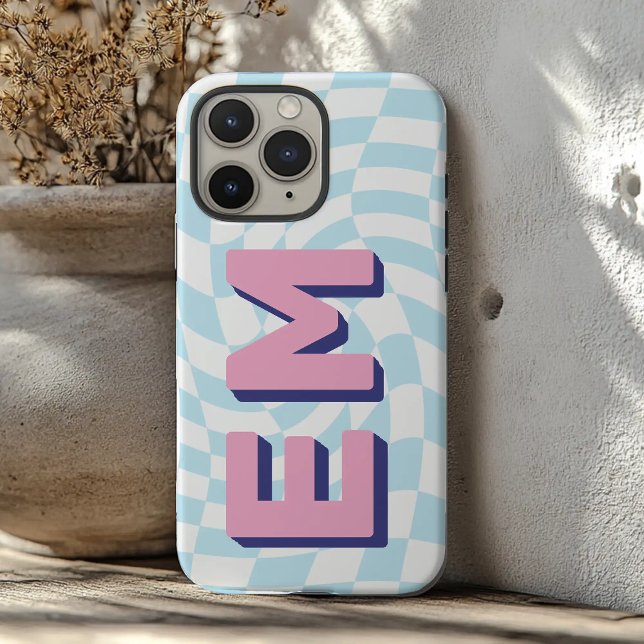 Aesthetic chequerboard Trendy Monogram Case-Mate iPhone Case (Creator Uploaded)