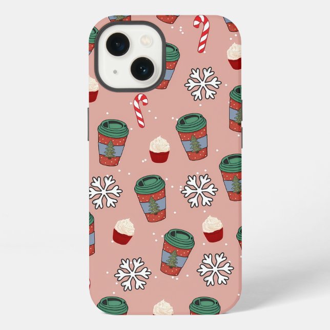 Aesthetic Christmas Mistletoe Coffee iPhone Case (Back)