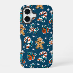 Aesthetic Christmas Pattern Santa Candy iPhone 16 Case