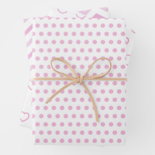 Aesthetic Christmas Pink Polka Pattern  Wrapping Paper Sheet