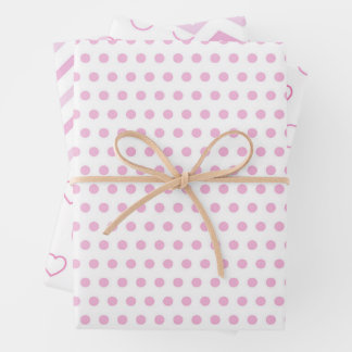 Aesthetic Christmas Pink Polka Pattern Wrapping Paper Sheet