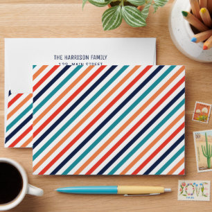 Aesthetic Christmas Retro Stripes Colourful Lines  Envelope