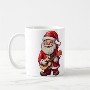 Aesthetic Christmas Santa Playing Ukulele Music Te Coffee Mug