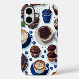 Aesthetic Coffee and Chocolate Cupcake Pattern iPhone 16 Case