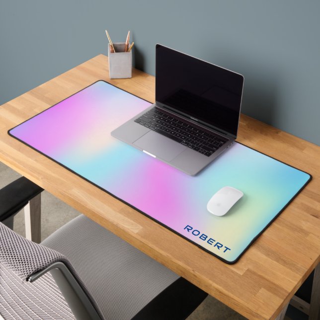 Aesthetic Colourful gradient iridescent background Desk Mat (Office 2)