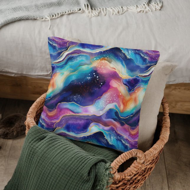 Aesthetic colourful rainbow agate glitter texture cushion (Creator Uploaded)