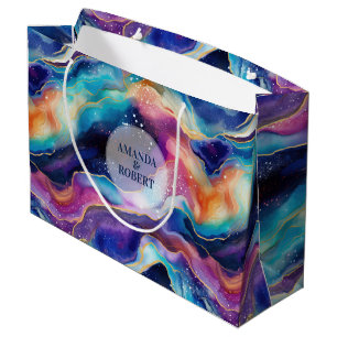 Aesthetic colourful rainbow agate modern monogram large gift bag
