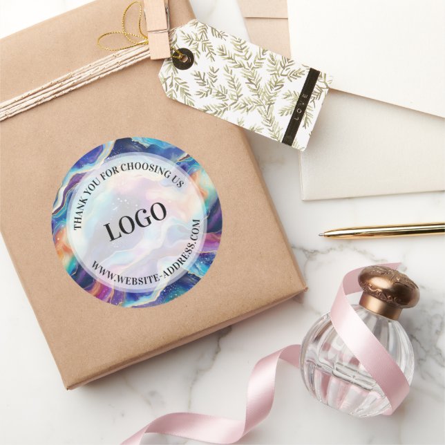 Aesthetic colourful rainbow glitter agate classic round sticker (Gifting)