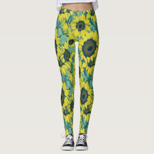 Aesthetic Colourful Sunflower Pattern  Leggings