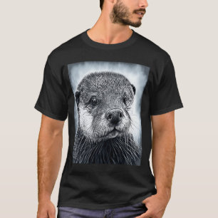 Aesthetic Cool Otter Head Painted Sea Otter Face T-Shirt