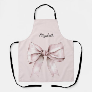 Aesthetic coquette pink bow Personalised Name Apron