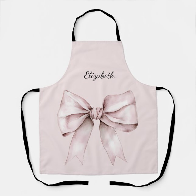 Aesthetic coquette pink bow Personalised Name Apron (Front)