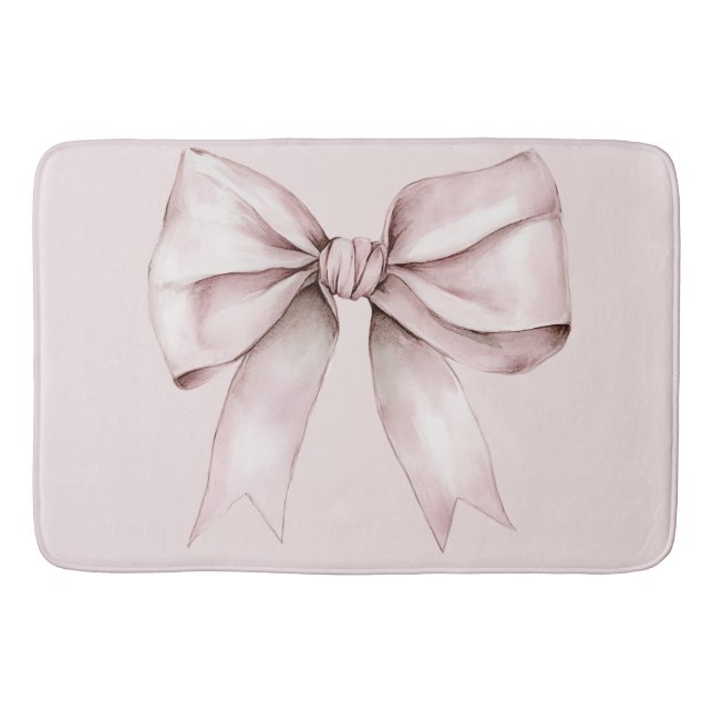 Aesthetic coquette pink bow Personalised Name  Bath Mat (Front)