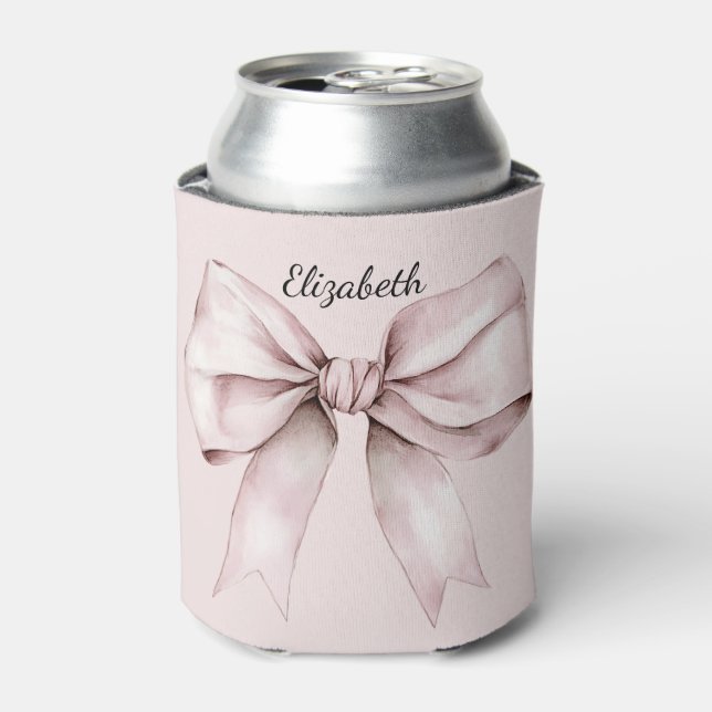 Aesthetic coquette pink bow Personalised Name Can Cooler (Can Front)