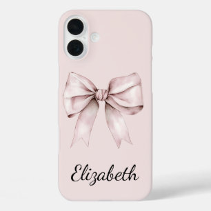 Aesthetic coquette pink bow Personalised Name  iPhone 16 Plus Case