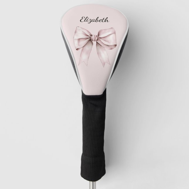 Aesthetic coquette pink bow Personalised Name  Golf Head Cover (Front)