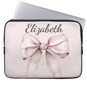 Aesthetic coquette pink bow Personalised Name  Laptop Sleeve
