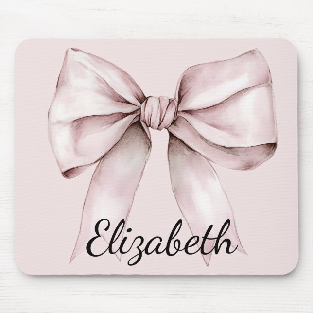 Aesthetic coquette pink bow Personalised Name  Mouse Mat (Front)