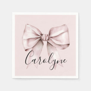 Aesthetic coquette pink bow Personalised Name Napkin