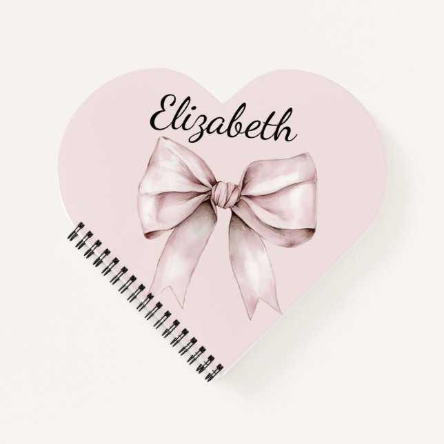 Aesthetic coquette pink bow Personalised Name  Notebook (Front)