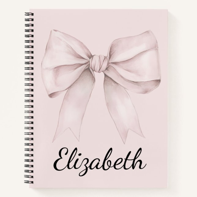 Aesthetic coquette pink bow Personalised Name Notebook (Front)