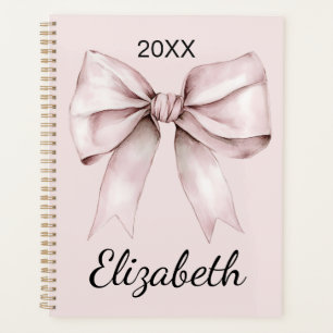 Aesthetic coquette pink bow Personalised Name Planner