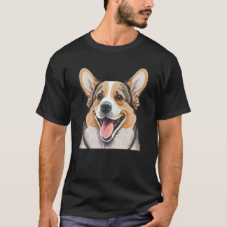 Aesthetic Corgi Dog Hand Drawn Art T-Shirt
