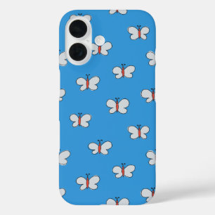Aesthetic Cottagecore Butterfly Electric Blue iPhone 16 Case