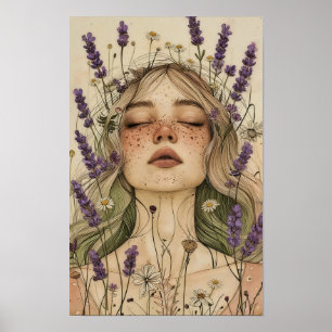 Aesthetic Cottagecore Girl Art Print