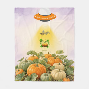 Aesthetic Cottagecore UFO Pumpkin Abduction Waterc Fleece Blanket