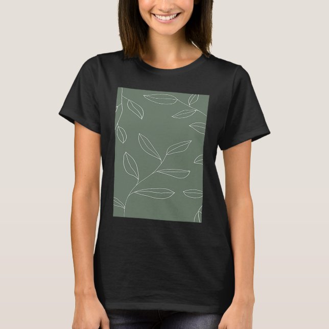 Aesthetic Cute Boho Tree Branch Pattern  White and T-Shirt (Front)