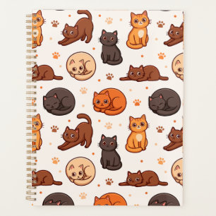 Aesthetic Cute Cats Pattern Playful Kitten Planner