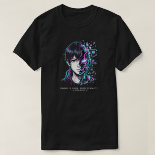 Aesthetic Cyberpunk Split Mask Graphic T-Shirt