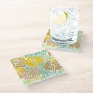 Aesthetic Dahlia Flower Pattern Glass Coaster