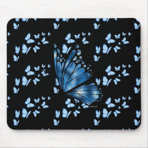 Aesthetic Dark Blue Butterfly Custom Desk Mat Mouse Mat