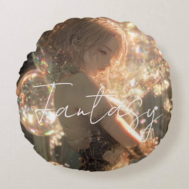 Aesthetic / Dark Fantasy Art Round Cushion (Front)